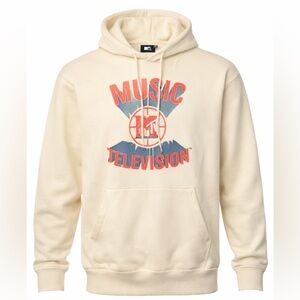 Vintage MTV Music Television Basketball Hoodie Pullover Sweatshirt Mens M Khaki